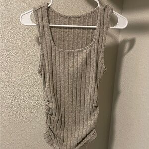 Stylish Gray Ribbed Tank Top